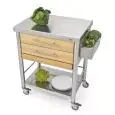 CARRELLO DA CUCINA - mod. 691702 auxilium - in acciaio inox - piano da lavoro in acciaio inox e coperture in carpino bianco - con n.2 cassetti