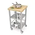CARRELLO DA CUCINA - mod. 692500 auxilium - in acciaio inox - piano da lavoro in carpino bianco listellare - semplice senza cassetto