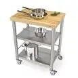 CARRELLO DA CUCINA - mod. 692700 auxilium - in acciaio inox - piano da lavoro in carpino bianco listellare - semplice senza cassetto