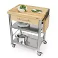 CARRELLO DA CUCINA - mod. 692701 auxilium - in acciaio inox - piano da lavoro e coperture in carpino bianco listellare - con n.1 cassetto