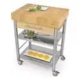 CARRELLO DA CUCINA - mod. 693701 auxilium - in acciaio inox - piano di lavoro tassellato e coperture listellari in carpino bianco - con n.1 cassetto