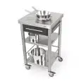 CARRELLO DA CUCINA - mod. 689501 auxilium - in acciaio inox - coperture in Pietra acrilica nera - con n.1 cassetto
