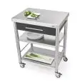CARRELLO DA CUCINA - mod. 689701 auxilium - in acciaio inox - coperture in Pietra acrilica nera - con n.1 cassetto