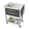 CARRELLO DA CUCINA - mod. 689702 auxilium - in acciaio inox - coperture in Pietra acrilica nera - con n 2 cassetti
