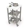CARRELLO DA CUCINA - mod. 690500 auxilium - in acciaio inox - piano da lavoro in Pietra acrilica bianca - semplice senza cassetto