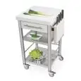 CARRELLO DA CUCINA - mod. 690501 auxilium - in acciaio inox - piano da lavoro e coperture in Pietra acrilica bianca - con n.1 cassetto