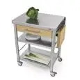 CARRELLO DA CUCINA - mod. 691701 auxilium - in acciaio inox - piano da lavoro in acciaio inox e coperture in carpino bianco - con n.1 cassetto