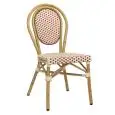 SEDIA - MOD. AM10 - STRUTTURA IN ALLUMINIO VERNICIATO BAMBU' - RIVESTIMENTO IN FILO DI NYLON COLORE VERDE O ROSSO - ALTEZZA SEDUTA cm 44,5 - IMPILABILE FINO A 6 PEZZI - PER USO ESTERNO - DIM. cm L 39 x P 42 x h 89 - NORMA CE