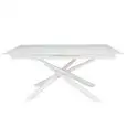Tavolo - colore bianco - Piano allungabile in cristallo, Spessore 10 mm, struttura in metallo verniciato - Modello 1442-A58A-01