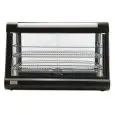 VETRINA CALDA - Mod. R 60 - Struttura in acciaio verniciato - Vetro scorrevole su due lati - N. 2 piani in griglia + N. 1 piano in vetro - Dispositivo mantenimento umidità - Alimentazione monofase - Temperatura +30/+90 °C - Norma CE