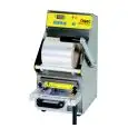 TERMOSIGILLATRICE per VASCHETTE DA BANCO - Mod. TESILSR212 - MANUALE A LEVA - DIGITALE - Stampo regolabile e fisso NON INCLUSI - DIMENSIONE MASSIMA CONTENITORE mm 205x150 - NORMA CE