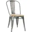 SEDIA - MOD. MC001TW - STRUTTURA IN METALLO VERNICIATO E VERNICE TRASPARENTE - SEDUTA IN LEGNO - ALTEZZA SEDUTA cm 45 - IMPILABILE FINO A 4 PEZZI - PER USO INTERNO - DIM. cm L 36 x P 36 x h 85 - NORMA CE