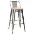SGABELLO - MOD. MC012PTW - STRUTTURA IN METALLO VERNICIATO E VERNICE TRASPARENTE - SEDUTA IN LEGNO - ALTEZZA SEDUTA cm 73 - PER USO INTERNO - DIM. cm L 30 x P 30 x  h 98 - NORMA CE