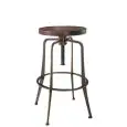 SGABELLO - MOD. BM37 - STRUTTURA IN METALLO VERNICIATO EFFETTO ANTICATO - SEDUTA IN LEGNO - PER USO INTERNO - DIM. cm L 33 x  h 65/78 - NORMA CE