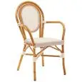 POLTRONCINA - MOD. AM02 - STRUTTURA IN ALLUMINIO VERNICIATO BAMBU' - TESSUTO IN TEXTILENE - ALTEZZA SEDUTA cm 44,5 - IMPILABILE FINO A N. 6 PEZZI - PER USO ESTERNO - DIM. cm L 39 x P 42 x h 88 - NORMA CE