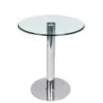 TAVOLO - MOD. CS205 - BASE IN ACCIAIO CROMATO - PIANO IN VETRO TEMPERATO - PER USO INTERNO - DIM. cm L Ø 70 x h 72 - NORMA CE