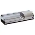 ESPOSITORE DA BANCO VETRINA REFRIGERATA - SERIE TAPASPI - STRUTTURA IN ACCIAIO INOX - Temp. °C +3/+5 - MONOFASE - STATICA - VETRO CURVO APRIBILE - ILLUMINAZIONE - MOTORE INCORPORATO