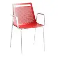 SEDIA AKAMI CON BRACCIOLI - MOD. AKAMI TBB - SCOCCA IN TECNOPOLIMERO - TELAIO VERNICIATO BIANCO CON BRACCIOLO BIANCO - PER USO INTERNO/ESTERNO - DIM. cm L 58,5 x P 52 x H 82 - NORMA CE