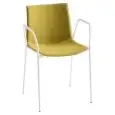SEDIA KANVAS CON BRACCIOLI - MOD. KANVAS TB FRONT - SCOCCA IN TECNOPOLIMERO CON FRONTALE RIVESTITO - TELAIO CROMATO O VERNICIATO BIANCO - PER USO INTERNO - DIM. cm L 53 x P 50 x H 79 - NORMA CE