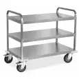 Carrello industriale per carichi pesanti - Mod. 1570-3PL - Struttura in acciaio inox AISI 304 - 3 piani - piano cm 100 x 58 - portata 500 kg - Dimensioni cm 108 x 61 x 96 h