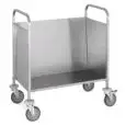 CARRELLO TRASPORTO PIATTI - MOD. 1270 - STRUTTURA PORTANTE IN TUBO DI ACCIAIO INOX , QUADRO cm. 2X2 - PARETI IN LAMIERA DI ACCIAIO INOX AISI 304 - RUOTE PIROETTANTI ø cm. 12,5 - DIMENSIONI cm. L 84 X P 51 X H 91