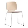 SEDIA BABILA IMBOTTITA - MOD. BABILA 2720 A - TELAIO A SLITTA CON TONDINO Ø 10 mm CROMATO, VERNICIATO BIANCO O NERO - SCOCCA REALIZZATA IN MULTISTRATO A SPESSORE VARIABILE CON SEDUTA IMBOTTITA - PER USO INTERNO - DIM. cm L 54 x P 52 x H 80 - NORMA CE