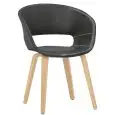 Poltroncina - colore nero - Struttura in legno multistrato di faggio, scocca imbottita, rivestimento in ecopelle - Modello 1587-YG101-P13-nero