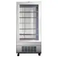 ESPOSITORE REFRIGERATO VERTICALE IN ACCIAIO INOX - VETRO SU 4 LATI - Mod. COSMO_TNS900 - STATICA - CAPACITA' Lt 624 - TEMPERATURA  +4°/+6°C - Dim. cm L 90 x P 65,7 x h 194,6 - Norma CE