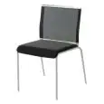 SEDIA TECKEL - MOD. TECKEL - TELAIO 4 GAMBE VERNICIATO NERO O BIANCO - SCHIENALE IN RETE - SEDILE IMBOTTITO - PER USO INTERNO - DIM. cm L 47 x P 56 x H 81 - NORMA CE