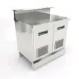 BANCO BIRRA - SEMILAVORATO DA PANNELLARE - MOD. CX88/10 - CON ALZATINA E PREDISPOSIZIONE PER BANCALINA - fondo rinforzato - L 100 cm - 2 sportelli inox ventilati - DIM. cm L 100 x P 70 x h 113,1