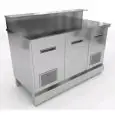 BANCO BIRRA - SEMILAVORATO DA PANNELLARE - MOD. CX88/15 - CON ALZATINA E PREDISPOSIZIONE PER BANCALINA - fondo rinforzato - L 150 cm - 2 sportelli inox ventilati - DIM. cm L 150 x P 70 x h 113,1