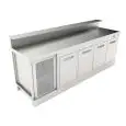 BANCO BAR REFRIGERATO - SEMILAVORATO DA PANNELLARE - MOD. BBR25CB4V - ALIMENTAZIONE V 230/50Hz MONOFASE - CON PREDISPOSIZIONE PER BANCALINA - PIANO CON INVASO - CON UNITA' CONDENSATRICE INCORPORATA - DIM. Cm L 250 x P 70 x h 113,1