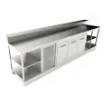BANCO BAR REFRIGERATO - SEMILAVORATO DA PANNELLARE - MOD. BBR35CB3V - ALIMENTAZIONE V 230/50Hz MONOFASE - CON PREDISPOSIZIONE PER BANCALINA - PIANO CON INVASO - CON UNITA' CONDENSATRICE INCORPORATA - DIM. Cm L 350 x P 70 x h 113,1