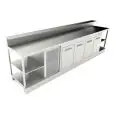 BANCO BAR REFRIGERATO - SEMILAVORATO DA PANNELLARE - MOD. BBR35CB4V - ALIMENTAZIONE V 230/50Hz MONOFASE - CON PREDISPOSIZIONE PER BANCALINA - PIANO CON INVASO - CON UNITA' CONDENSATRICE INCORPORATA - DIM. Cm L 350 x P 70 x h 113,1