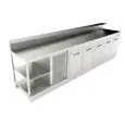 BANCO BAR REFRIGERATO - SEMILAVORATO DA PANNELLARE - MOD. BBR35CB5V - ALIMENTAZIONE V 230/50Hz MONOFASE - CON PREDISPOSIZIONE PER BANCALINA - PIANO CON INVASO - CON UNITA' CONDENSATRICE INCORPORATA - DIM. Cm L 350 x P 70 x h 113,1