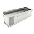 BANCO BAR REFRIGERATO - SEMILAVORATO DA PANNELLARE - MOD. BBR35CB6V - ALIMENTAZIONE V 230/50Hz MONOFASE - CON PREDISPOSIZIONE PER BANCALINA - PIANO CON INVASO - CON UNITA' CONDENSATRICE INCORPORATA - DIM. Cm L 350 x P 70 x h 113,1