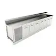 BANCO BAR REFRIGERATO - SEMILAVORATO DA PANNELLARE - MOD. BBR40CB7V - ALIMENTAZIONE V 230/50Hz MONOFASE - CON PREDISPOSIZIONE PER BANCALINA - PIANO CON INVASO - CON UNITA' CONDENSATRICE INCORPORATA - DIM. Cm L 400 x P 70 x h 113,1