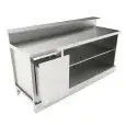 BANCO BAR NEUTRO - SEMILAVORATO DA PANNELLARE - MOD. BBN20 - CON PREDISPOSIZIONE PER BANCALINA - PIANO DI LAVORO CON INVASO - DIM. Cm L 200 x P 70 x h 113,1