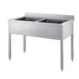 Lavatoio n.2 vasche - gambe quadre - Semplice - Senza ripiano ne cornice