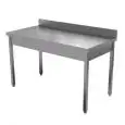 Tavolo da lavoro inox - gambe quadre 4x4cm - semplice - piano top spessore cm 4 - con alzatina