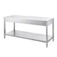 Tavolo da lavoro inox - gambe quadre 4x4cm - con ripiano inferiore - piano top spessore cm 4