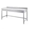 Tavolo da lavoro inox - gambe quadre 4x4cm - con cornice su tre lati - piano top spessore cm 4 - con alzatina