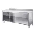 Tavolo armadiato inox a giorno - piano top spessore cm 4 - con alzatina