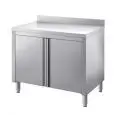 Tavoli armadiati inox con ante battenti - piano top spessore cm 4 - con alzatina