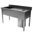 Tavolo da lavoro inox - Preparazione verdure - piano top spessore cm 4 - Completi di pattumiera carrellata da Lt. 50 con coperchio - con alzatina