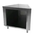 Elemento angolo interno 45° con vano a giorno - Struttura in inox finitura scotch brite - Lunghezza cm 104 - Profondità cm 80 - Altezza cm 90