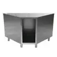 Elemento angolo esterno 90° con vano a giorno - Struttura in inox finitura scotch brite - Lunghezza cm 156 - Profondità cm 80 - Altezza cm 90