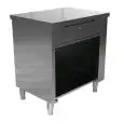 Elemento cassa semplice destro lato operatore con cassetto e serratura - Struttura in inox finitura scotch brite - Lunghezza cm 60 - Profondità cm 80 - Altezza cm 90