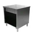 Elemento cassa centrale con cassetto e serratura - Struttura in inox finitura scotch brite - Lunghezza cm 80 - Profondità cm 80 - Altezza cm 90