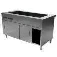 Elemento bagnomaria con vano inferiore caldo con ante scorrevoli - Vasca H 22 cm - Due temperature - Struttura in inox finitura scotch brite